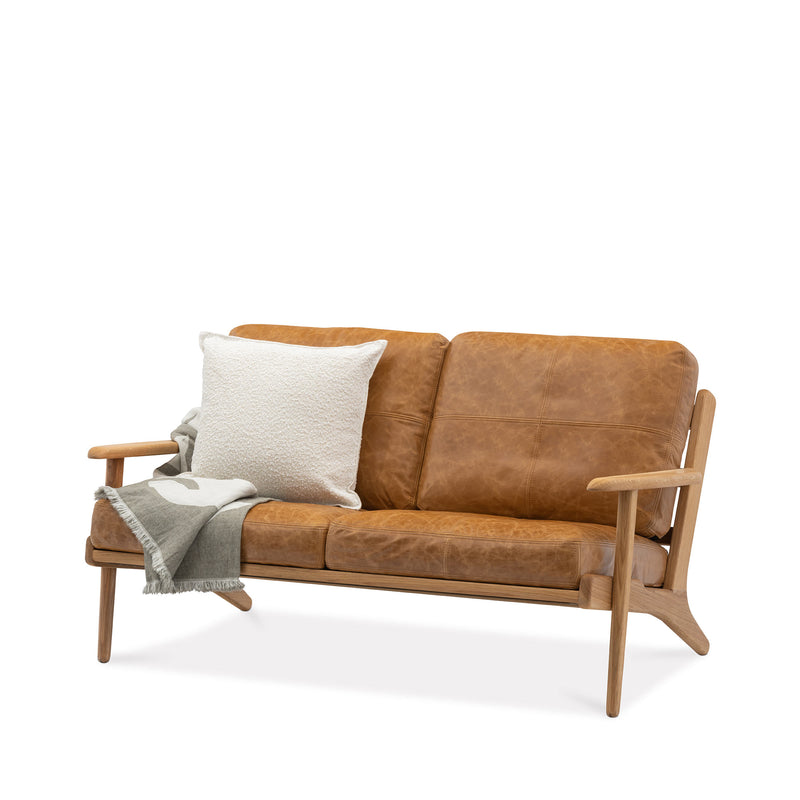 Map 2 Seat Sofa (Oak Frame/Tan Leather)