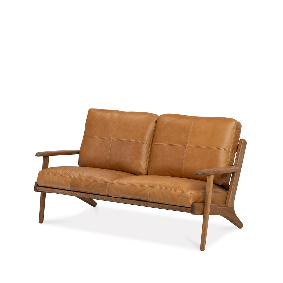 Map Seat Sofa Walnut Frame with Tan Leather The Modern