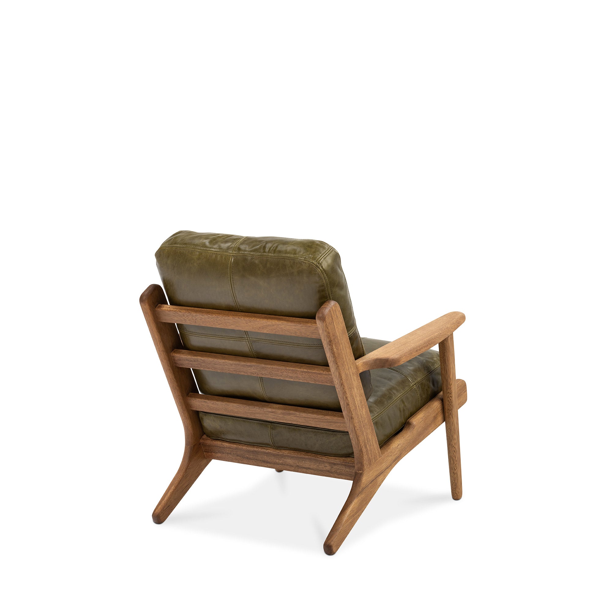 Map Armchair Walnut Frame Green Leather