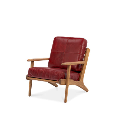 Map Armchair (Walnut Frame/Red Leather)