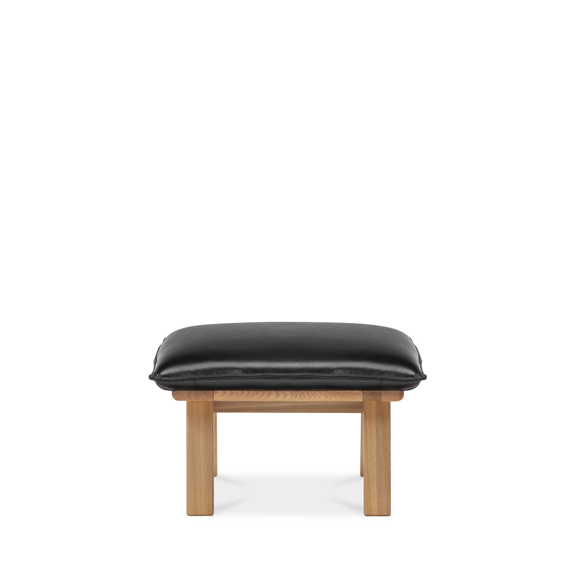 Nord Black Leather Ottoman